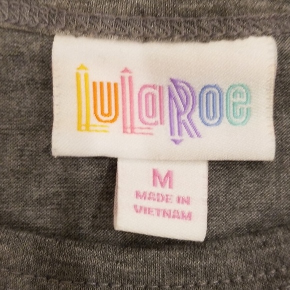 LULAROE Size M Grey with multi Print Sleeves Top - Picture 4 of 6
